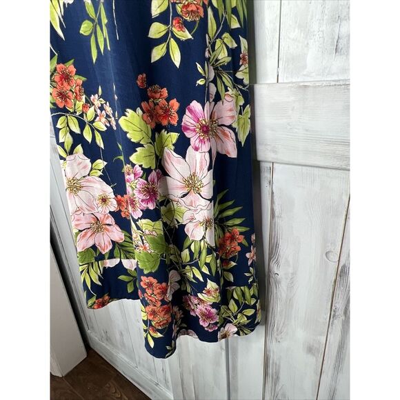 WOMENS J JILL BLUE TROPICAL FLORAL SOFT STRETCH KNIT SLEEVELESS TANK DRESS XS - Picture 5 of 16
